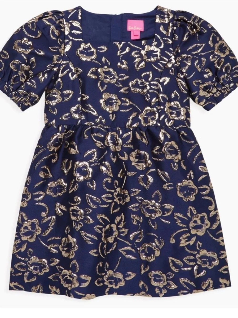NWT Lilly Pulitzer  Mini Kasslyn Navy Floral Puff-Sleeve Girls' Dress